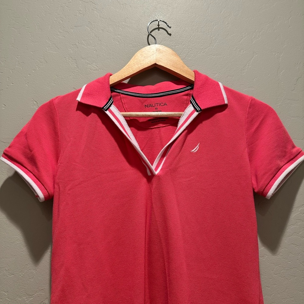 Nautica Women's Coral Pink Short‎ Sleeve Collared Polo Mini Dress XS Summer - Picture 4 of 5